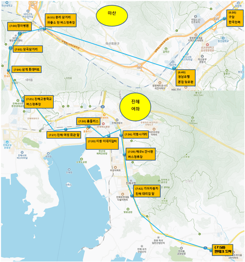 마산 노선 지도